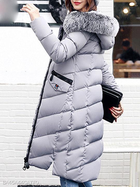 Women Hooded Quilted Longline Pocket Padded Coat