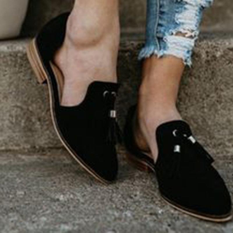 Women Flat Heel Artificial Suede Plus Size Loafers