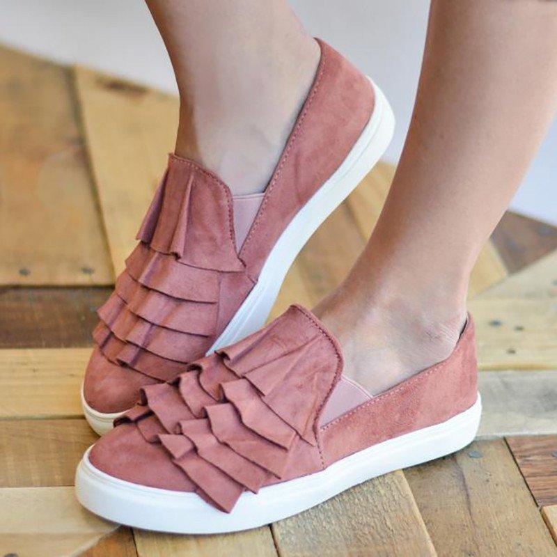 Women Loafers Daily Flat Heel Artificial Suede All Season Ruffles Shoes