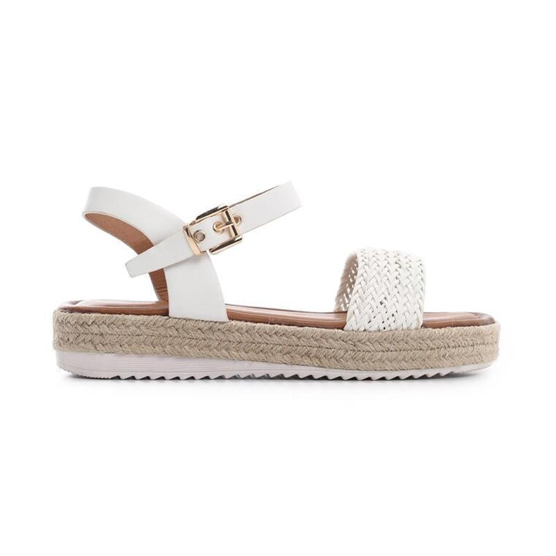 Women Flat Heel Buckle Espadrille Sandals Open Toe Casual Shoes