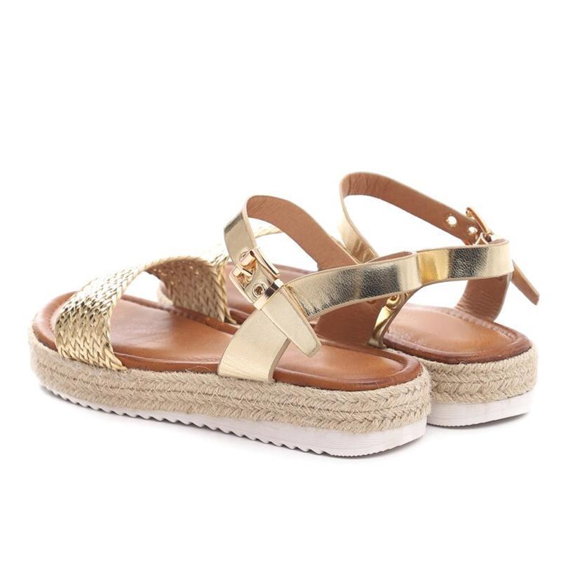 Women Flat Heel Buckle Espadrille Sandals Open Toe Casual Shoes