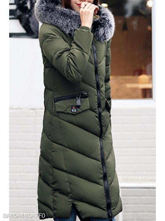 Women Hooded Quilted Longline Pocket Padded Coat